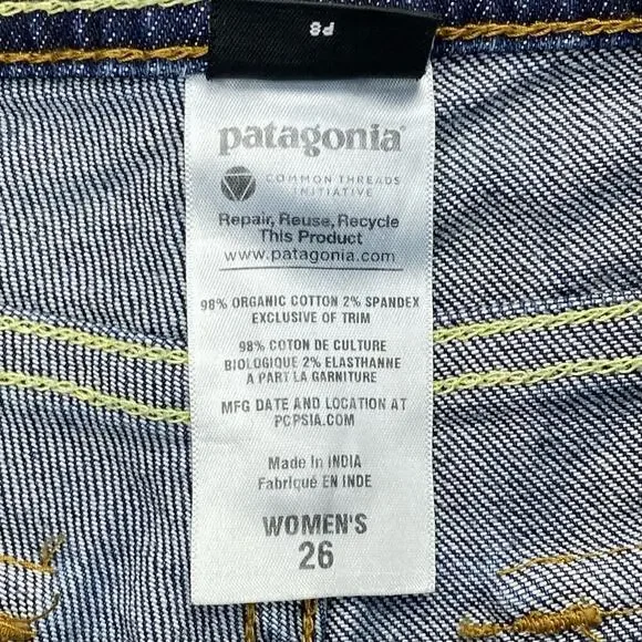 PATAGONIA Cuffed Hem Denim Shorts Sz 26 Blue - Picture 4 of 10